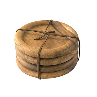 丸型アカシア木製コースター