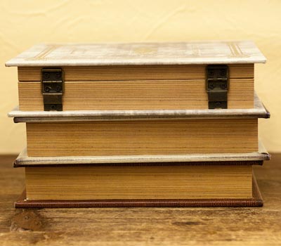 アンティーク調洋書ボックス、引き出し付き