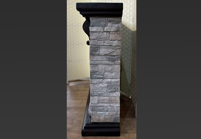 コンパクトな電気暖炉パイオニア2グレーストーンの側面