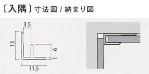 入隅の寸法図と納まり図