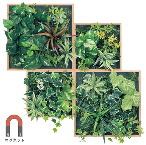 マグネット付き木目調フレームグリーン4連GM1864