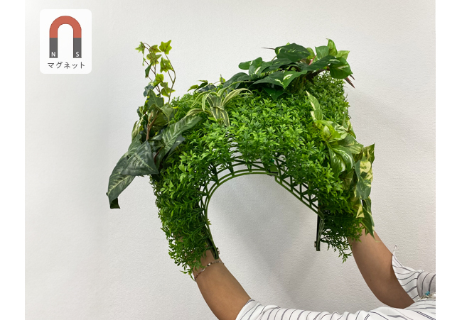 パネルが湾曲するフェイクグリーン、スタッフ撮影