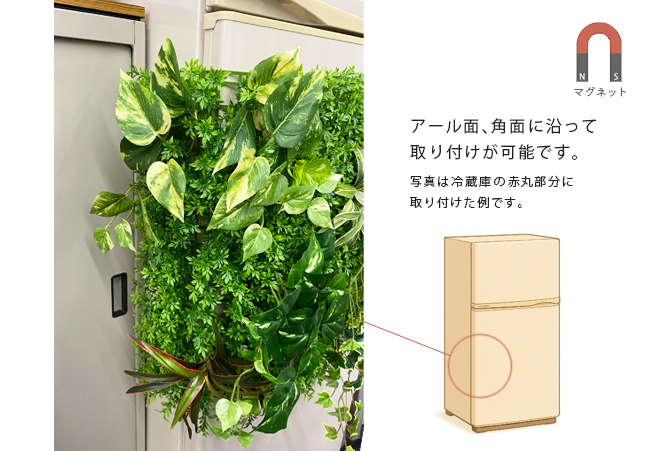 アール面にマグネットグリーンを貼り付けた例