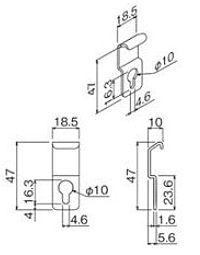 長押用吊り下げ金具の図面