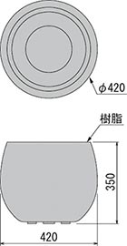 鉢植え風の人工樹木プランター、GR5006