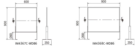 飛沫防止パーテーション4367、4368の寸法図