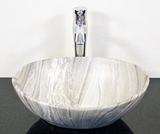 陶器　手洗い　洗面ボウル　中型　置き型　丸型　ベッセルタイプ