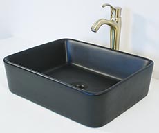 陶器　手洗い　洗面ボウル　中型　置き型　マットブラック　ベッセルタイプ