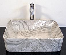 陶器　手洗い　洗面ボウル　中型　置き型　マーブル模様　ベッセルタイプ