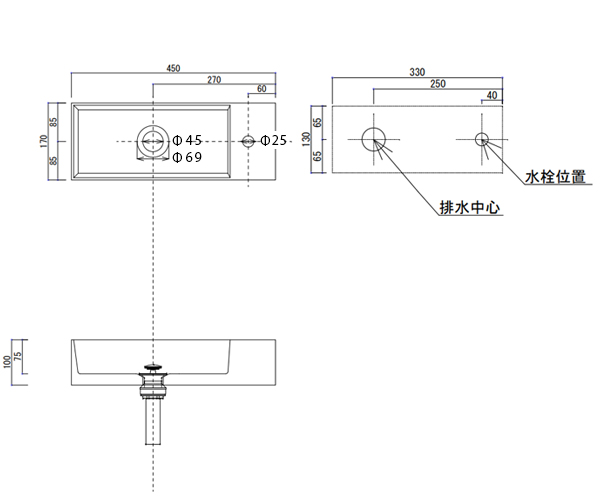 手洗器B-267の図面