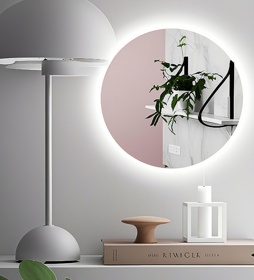 壁付けサークルミラー400の施工イメージ