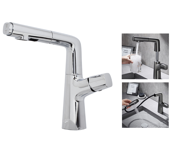 ホース付き水栓金具HT-002-BK