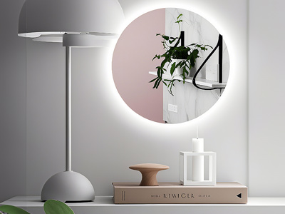 LEDライト付きミラー、Ф400