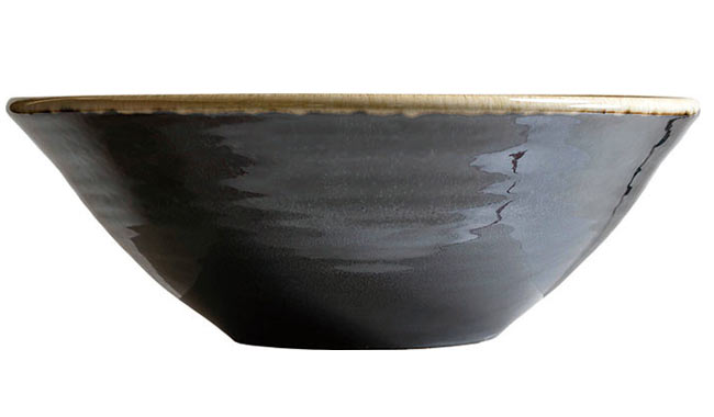洗面ボウル信楽焼「銀杏」Ф400mm、横から見た画像