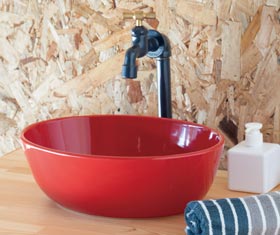 コンパクト手洗い器Mugsオーバルのレッド