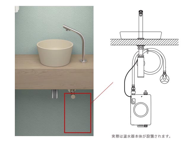 玄関洗面と小型電気温水器セット、LSM6S-NE-SET05