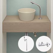 電気温水器の玄関洗面、LSM6S-NE、床排水と壁給水