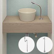 電気温水器の玄関洗面、LSM6S-NE、床排水と床給水