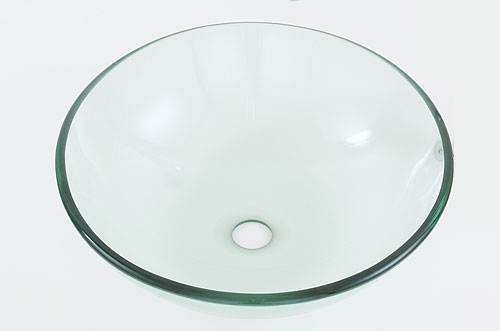 クリアなガラス洗面ボウル。モダンなデザインの強化ガラス製、使いやすいφ420の丸型ガラス手洗い器