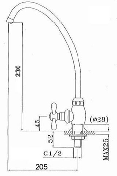 水栓金具J-01の寸法図