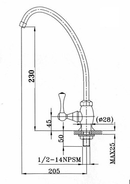 水栓金具J-04の寸法図