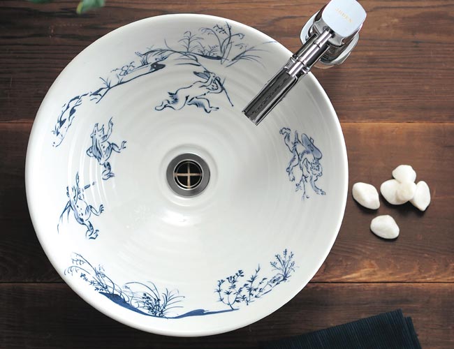 手洗いボウル、鳥獣戯画