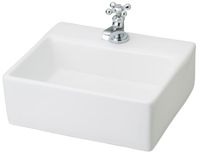 スクエアの手洗い器と水栓金具のセット、A-170