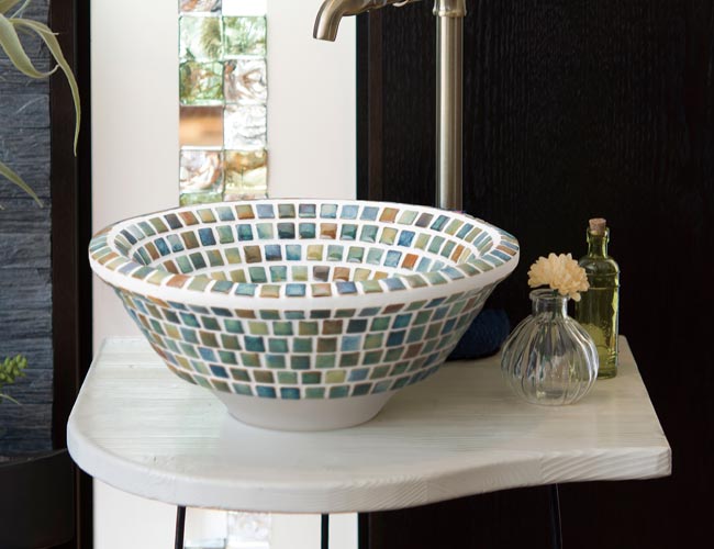 モザイクタイル洗面ボウルA-264の設置例
