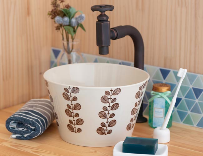 コンパクト磁器製手洗いボウル、Cuboハイン