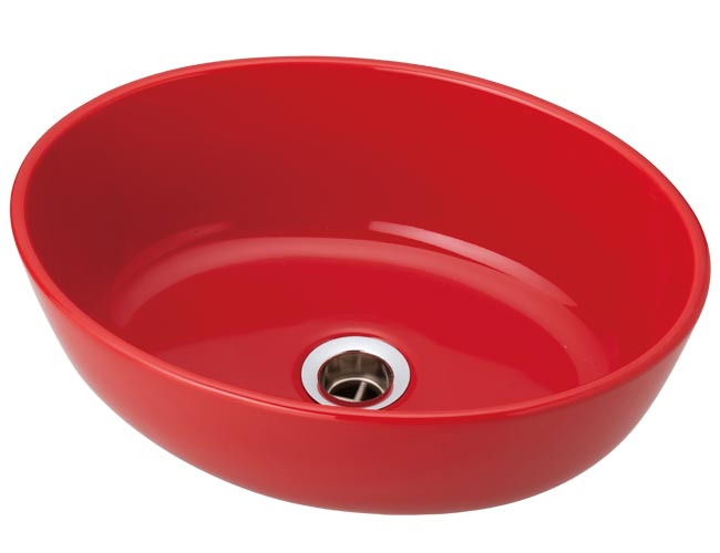 磁器製手洗い器Mugsレッド、A-321