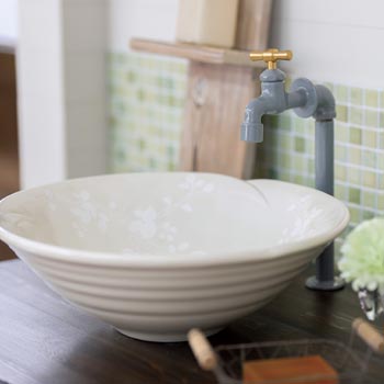 単水栓MC-022と洗面ボウル