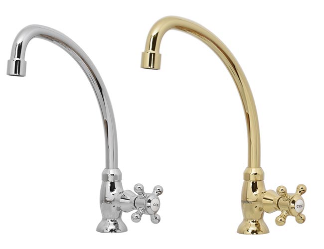 単水栓グースネック型クロスハンドル式