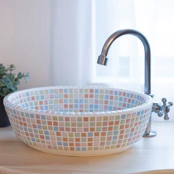 タイル手洗器ファボリパステルと水栓のセット