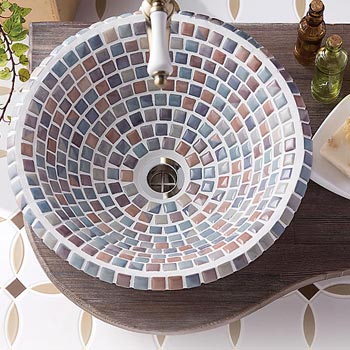 モザイクタイル洗面ボウル、オリジンアズーロ