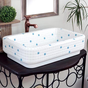 タイル手洗器オリジンレクタングル シエルと水栓のセット