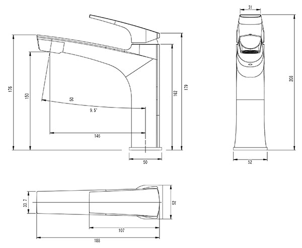 水栓金具HT-001の図面