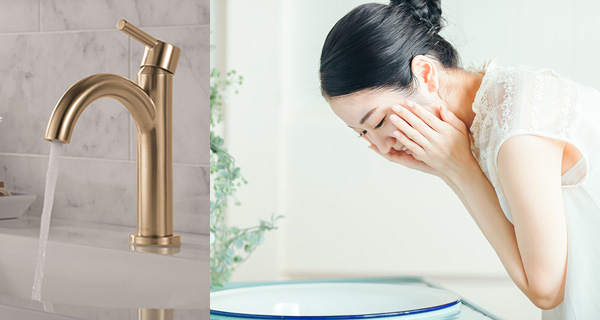 DELTA 洗面混合水栓 シングルレバー　ニコリ（1ホール）（シャンパンブロンズ色）アイエムと家族のイメージ画像