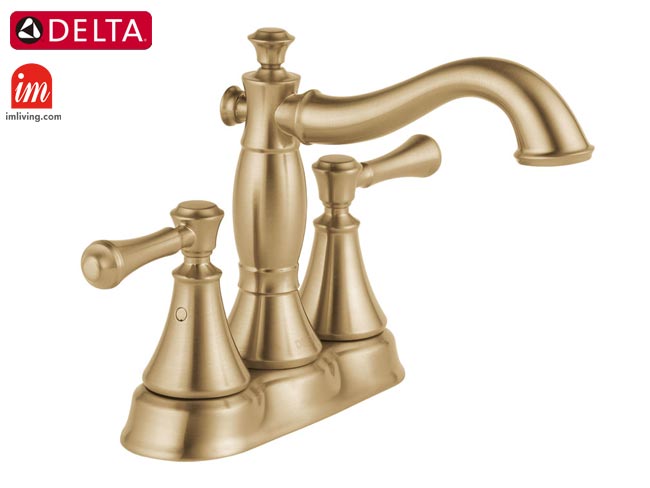 DELTA2ハンドル洗面用混合水栓cassidyシャンパンブロンズ色の設置イメージ