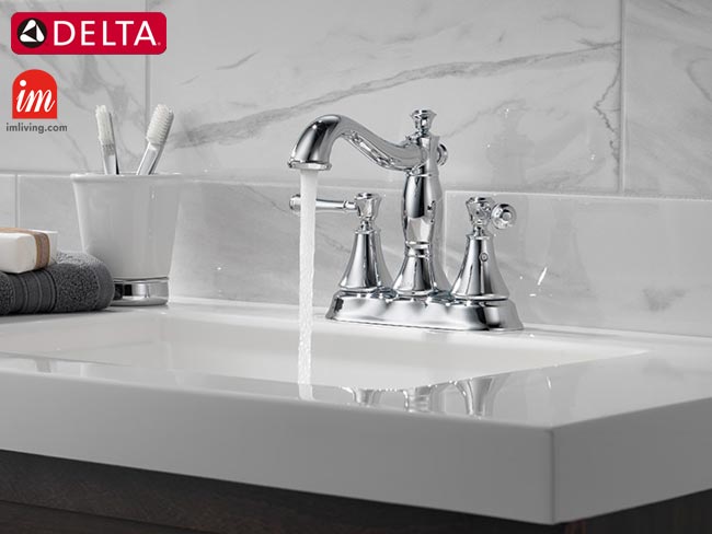 DELTA2ハンドル洗面用混合水栓cassidyクローム色の設置イメージ