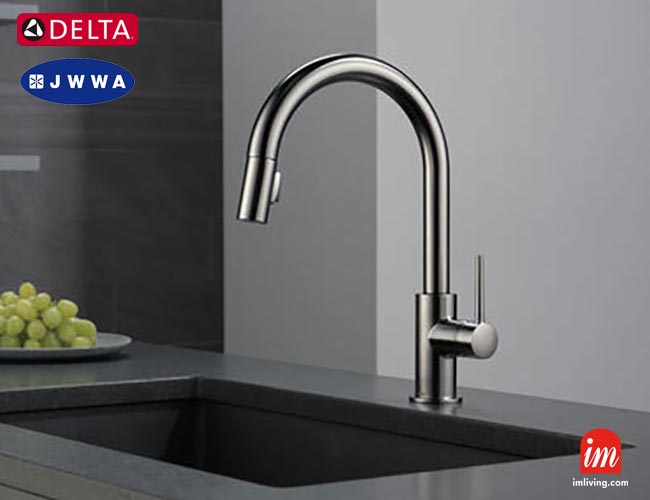 DELTAキッチン用混合水栓 トリンシック ブラックステンレス、シャワー水栓