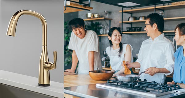 DELTAキッチン用タッチ式混合水栓ストライク、シャンパンブロンズ色のイメージ画像